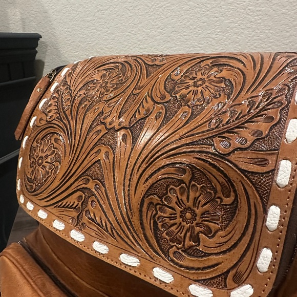 Tooled Leather Western Diaper Bag - Picture 3 of 5